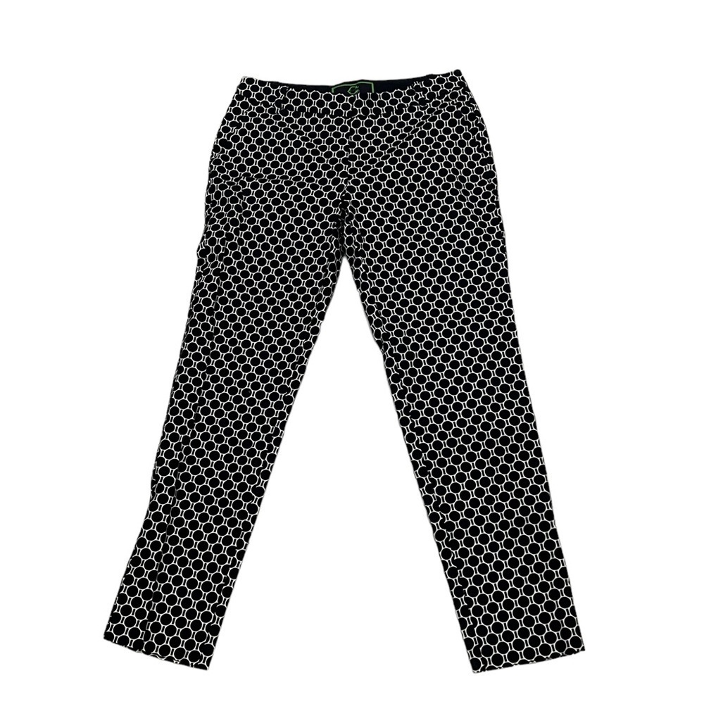 C Wonder Black Circle Print Pull On Ankle Pants